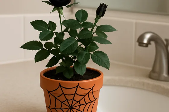 Miniature Haunted Bathroom Plants illustration