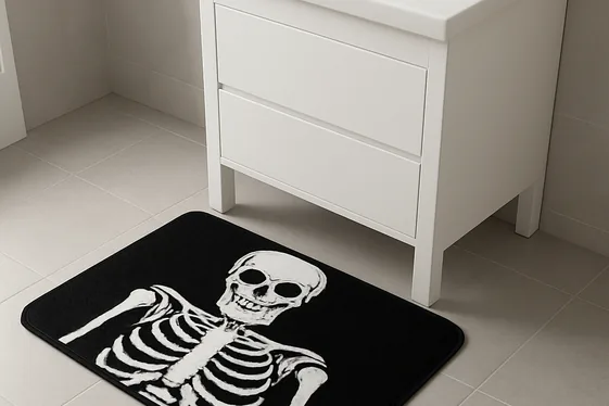 Skeleton Print Bathroom Mats illustration