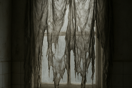 Creepy Cloth Drapes on Windows illustration