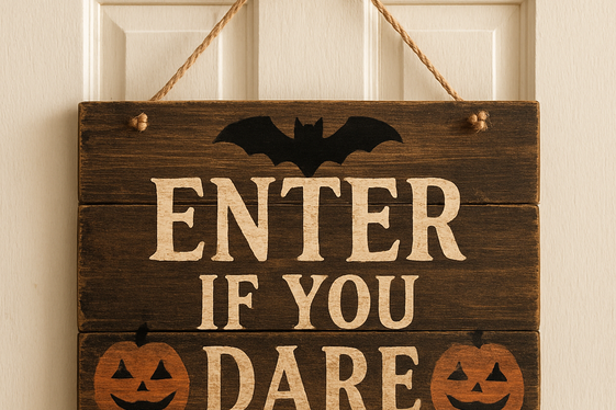 Halloween-Themed Bathroom Signs illustration