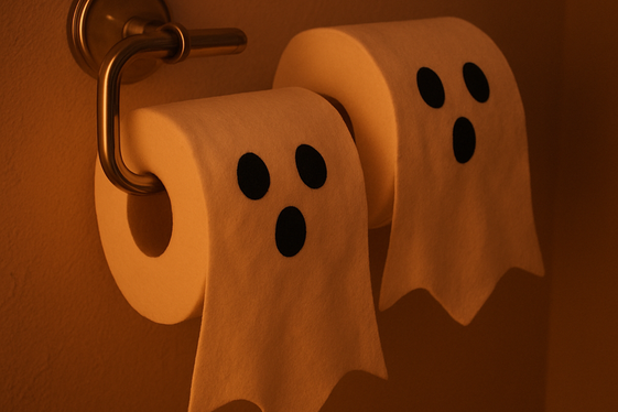 Ghostly Toilet Paper Roll Covers illustration