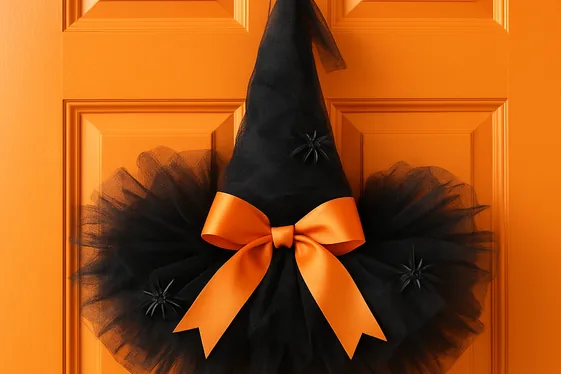 DIY Witch Hat Door Wreath for a Unique Entrance illustration