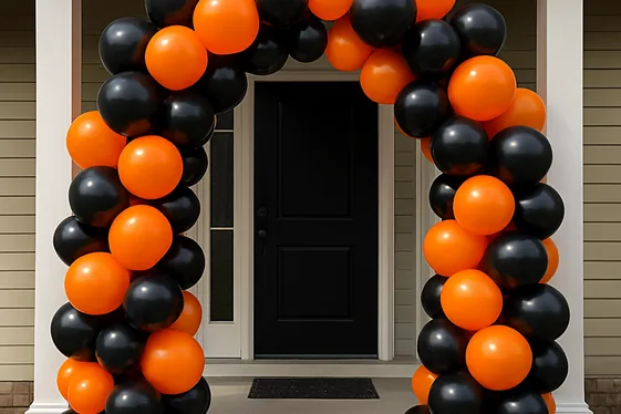 Classic Black and Orange Balloon Arch illustration