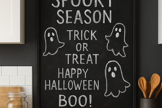 Ghostly Chalkboard Messages and Art illustration