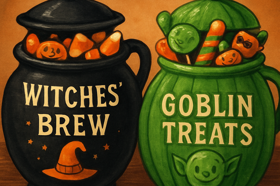 Halloween Cookie Jar and Treat Station illustration