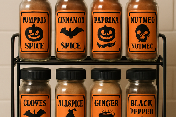 DIY Halloween Spice Jars and Labels illustration