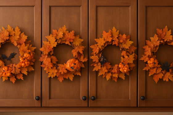 Festive Fall Wreaths for Kitchen Cabinets illustration