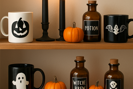 Halloween-Themed Shelving Displays illustration