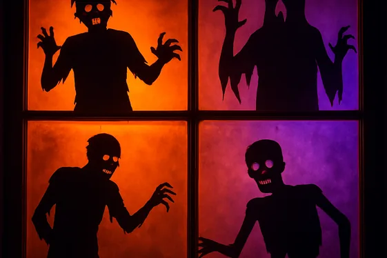 Zombies and Ghouls Photo Booth Window Scene illustration