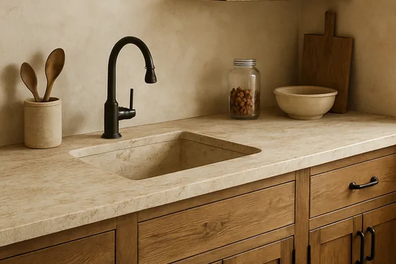 Travertine Counters for Subtle Earthy Tones illustration