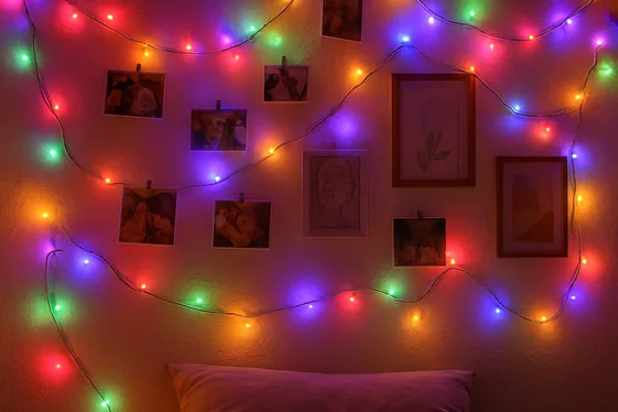 Creative LED Fairy Light Arrangements Across Walls illustration