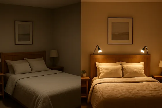 Before-Bed Reading with LED Clip-On Lamps illustration