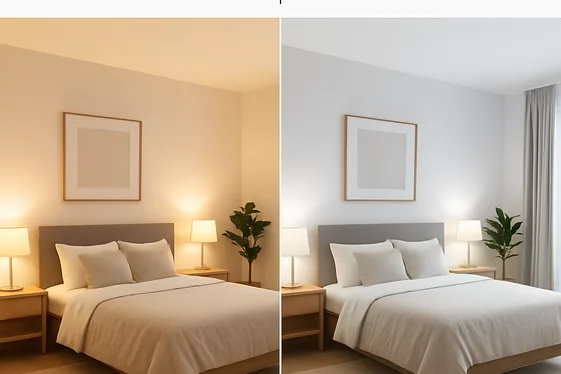 Comparison of Warm White vs. Cool White LED Lights illustration