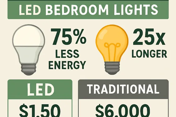 Quick Facts on Energy Savings with LED Bedroom Lights illustration