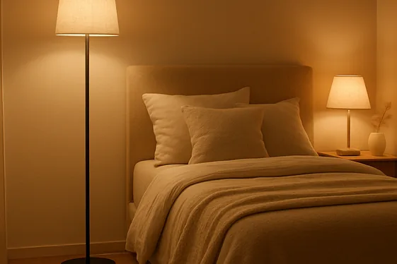 Layered LED Lighting with Floor and Table Lamps illustration
