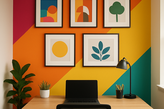 Create an Accent Wall with Bright Artwork illustration