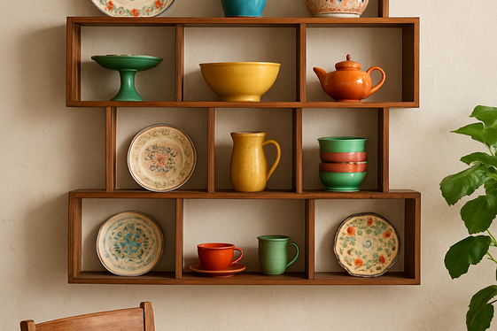 Include Unique Wall Shelves for Display illustration