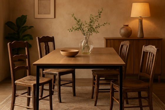 Blend Vintage and Contemporary Furniture Pieces illustration