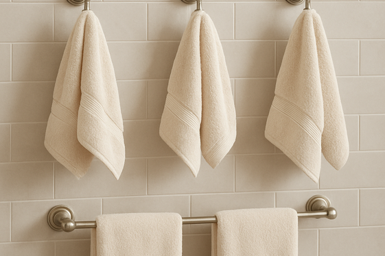 Add stylish hooks and towel racks illustration