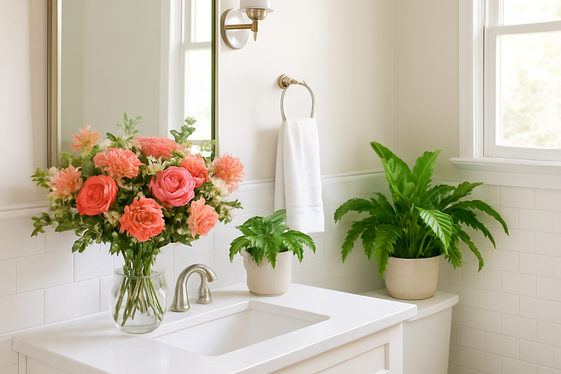 Display fresh flowers or greenery for a lively touch illustration