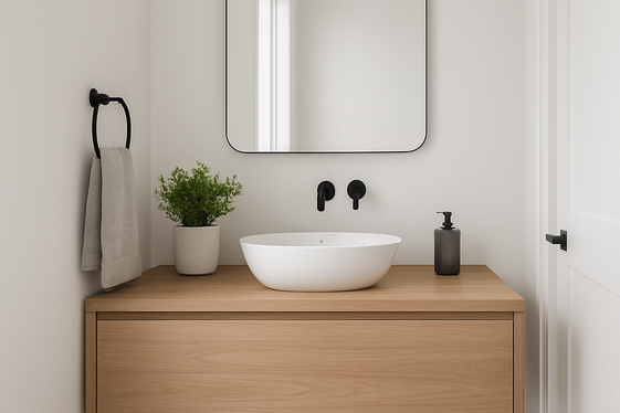 Opt for a sleek floating vanity design illustration