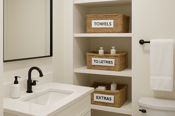 Create smart storage solutions for clutter-free bathrooms illustration