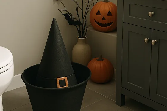 Incorporate Witch Hat or Cauldron Wastebaskets illustration