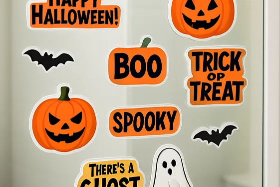 Add Halloween Stickers to Mirrors illustration
