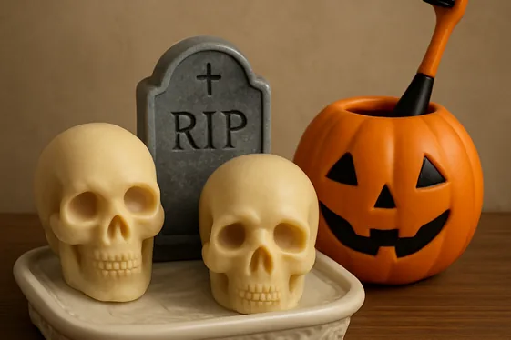 Place Skull or Tombstone Soap Bars illustration