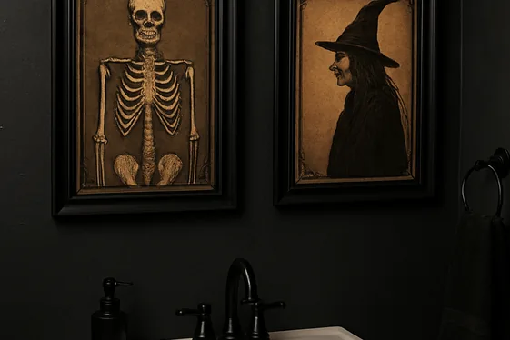 Hang Skeleton or Bat Wall Art illustration