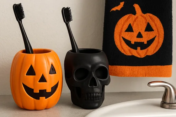Use Black and Orange Toothbrush Holders illustration