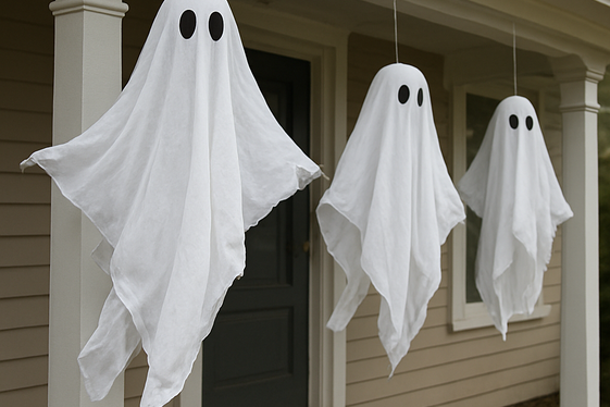 Add Ghostly Figures Floating Near the Door illustration