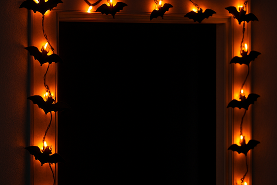 Frame the Doorway with String Lights and Bats illustration