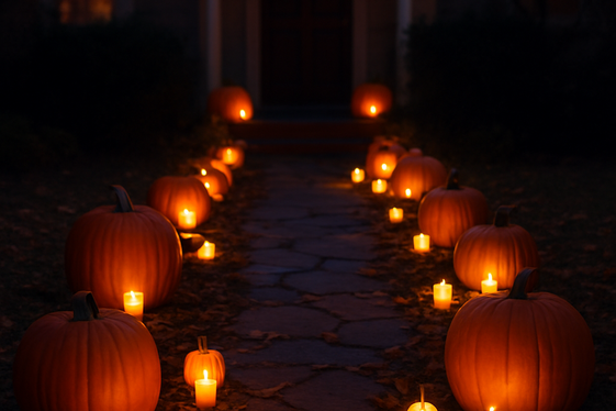 Create a Pumpkin Pathway with Flickering Lights illustration