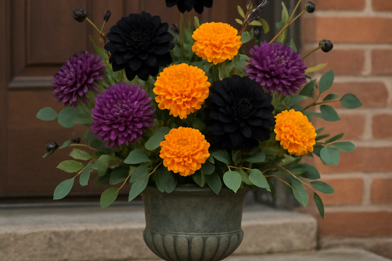 Use Black and Orange Floral Arrangements illustration