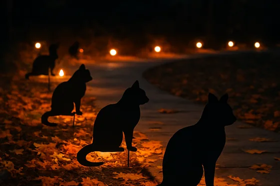 Black Cat Silhouette Yard Stakes illustration