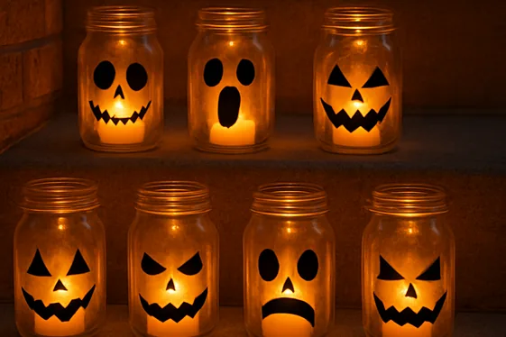 Mason Jar Lanterns with LED Tea Lights illustration