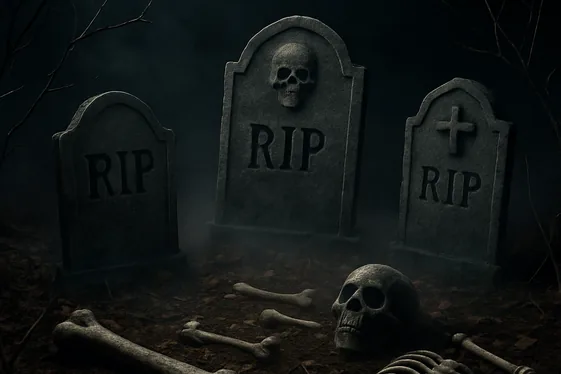 Creepy Tombstone Graveyard Scene illustration