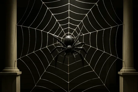 Giant Spider Web and Spider Decoration illustration