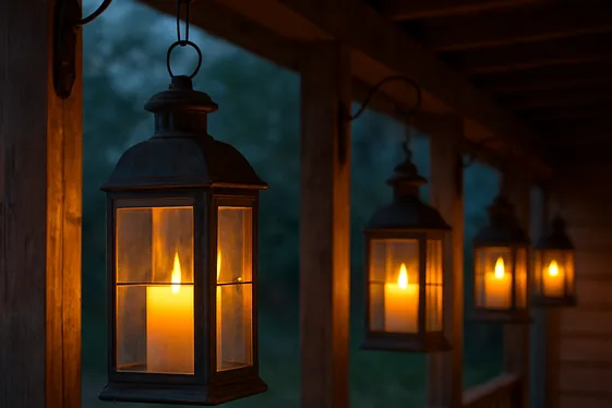 Vintage Lanterns with Flickering Candles illustration