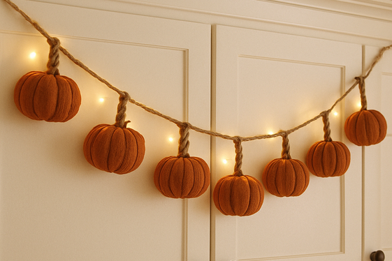 DIY Pumpkin Garland to Add Warmth on Cabinet Tops illustration