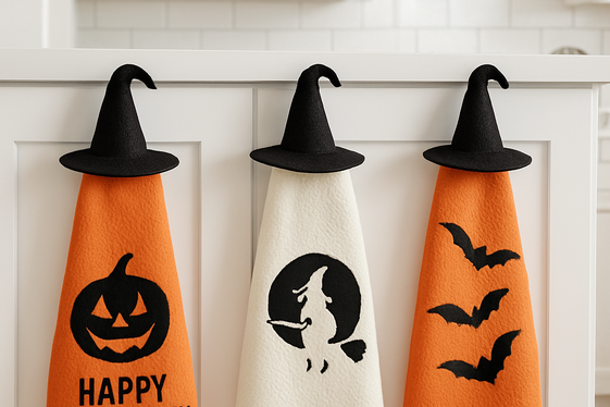 Spooky Witch Hat Hooks for Hanging Towels and Tools illustration