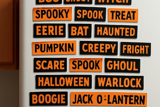 Halloween-Themed Magnetic Poetry Kits for Fridge Cabinets illustration