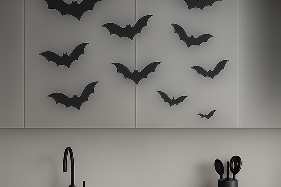 Bat Silhouettes Using Removable Vinyl on Cabinet Panels illustration