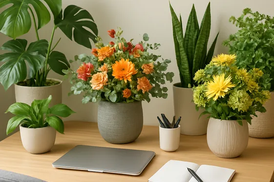 Personalize with Green Plants and Floral Arrangements illustration