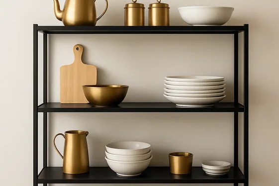 Black Kitchens with Open Shelving Ideas illustration