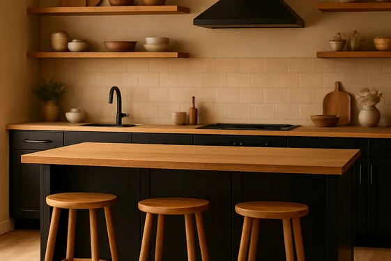 Balancing Black with Warm Wood Accents illustration