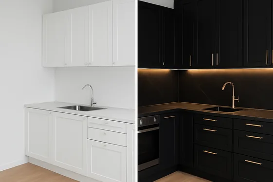 Before and After: Transforming a Boring Kitchen with Black illustration