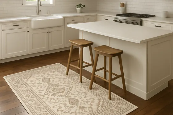 Using Rugs to Soften Dark Wood Kitchen Spaces illustration