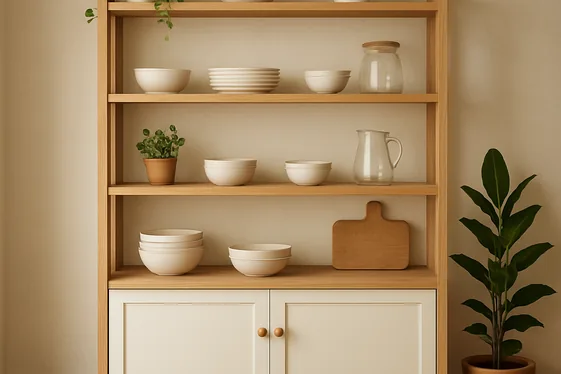 Open Shelving Choices That Brighten Dark Wood Kitchens illustration